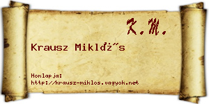 Krausz Miklós névjegykártya